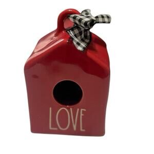 Rae Dunn LOVE Birdhouse – Red – Small Square – Farmhouse Deco –EUC- Cottagecore
